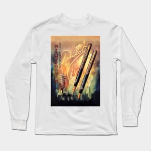 PILOT FOUNTAIN PEN Vintage Japanese Advertisement Art Poster Long Sleeve T-Shirt